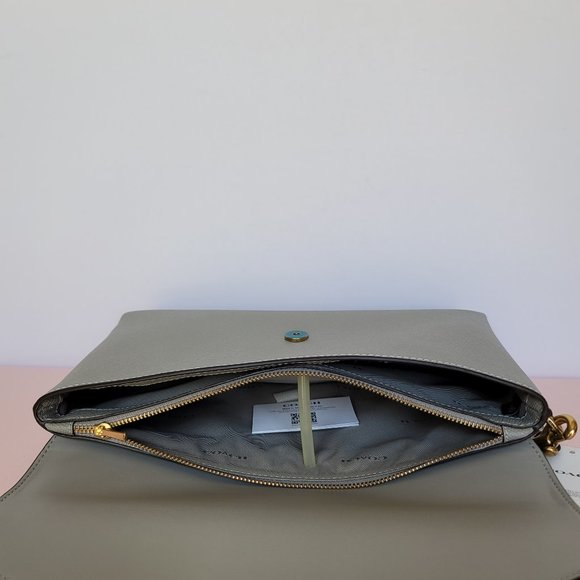 COACH Wyn Crossgrain Leather Clutch Wristlet- Dove Grey⭐ - Picture 12 of 16